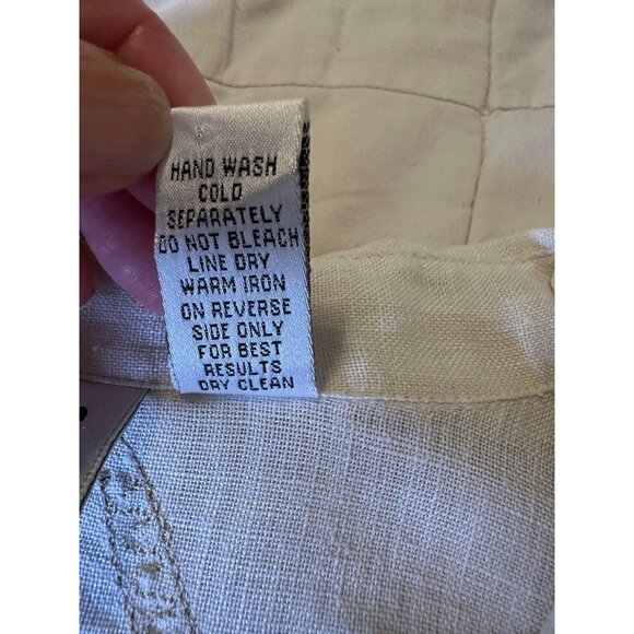 Chicos Womens 2 linen Embroidered Tribal Masks Linen 3/4 Sleeve Button-Up Shirt - Picture 3 of 15